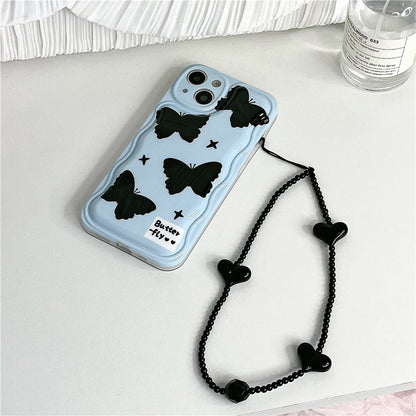 Sea Salt Blue Butterfly Chain Shockproof Protective Case