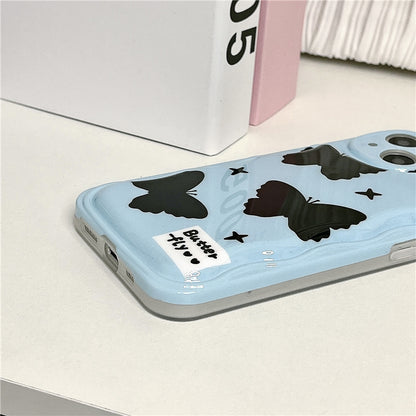 Sea Salt Blue Butterfly Chain Shockproof Protective Case