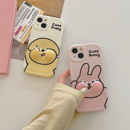 Cartoon Pinch Face Rabbit Puppy Creative Protective Case