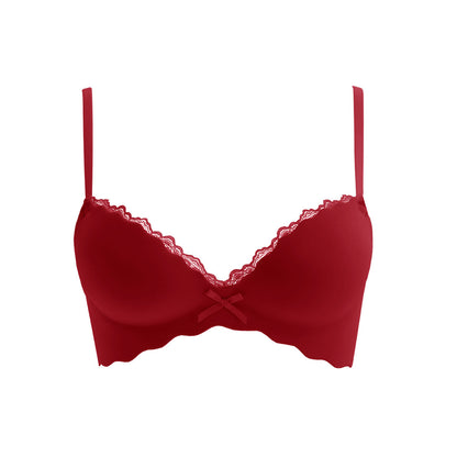 Wavy Lace Trim Push Up Bra Underwear