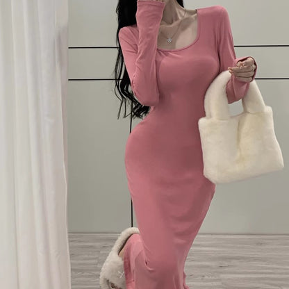 French Sexy Style High Waist Slim Fishtail Long Dress