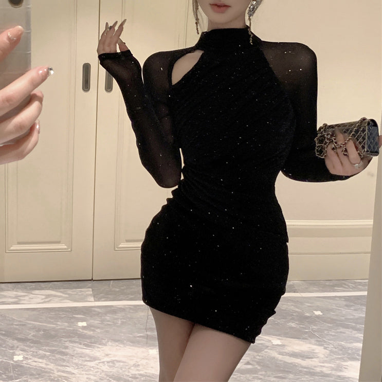 Sexy Hollow Irregular Bodycon Dress