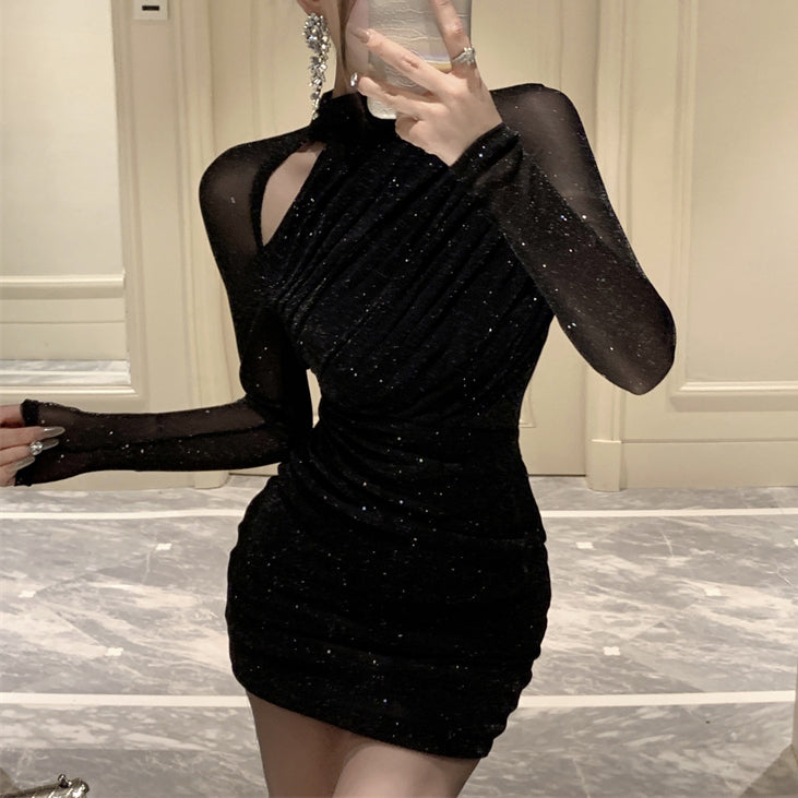 Sexy Hollow Irregular Bodycon Dress