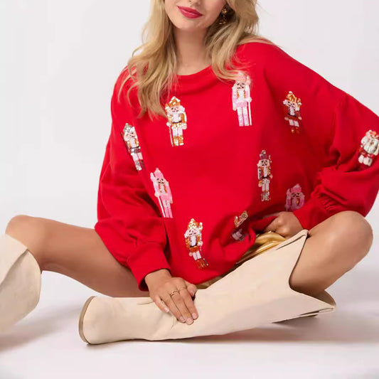 Red Christmas Long Sleeve Crewneck Sweatshirt