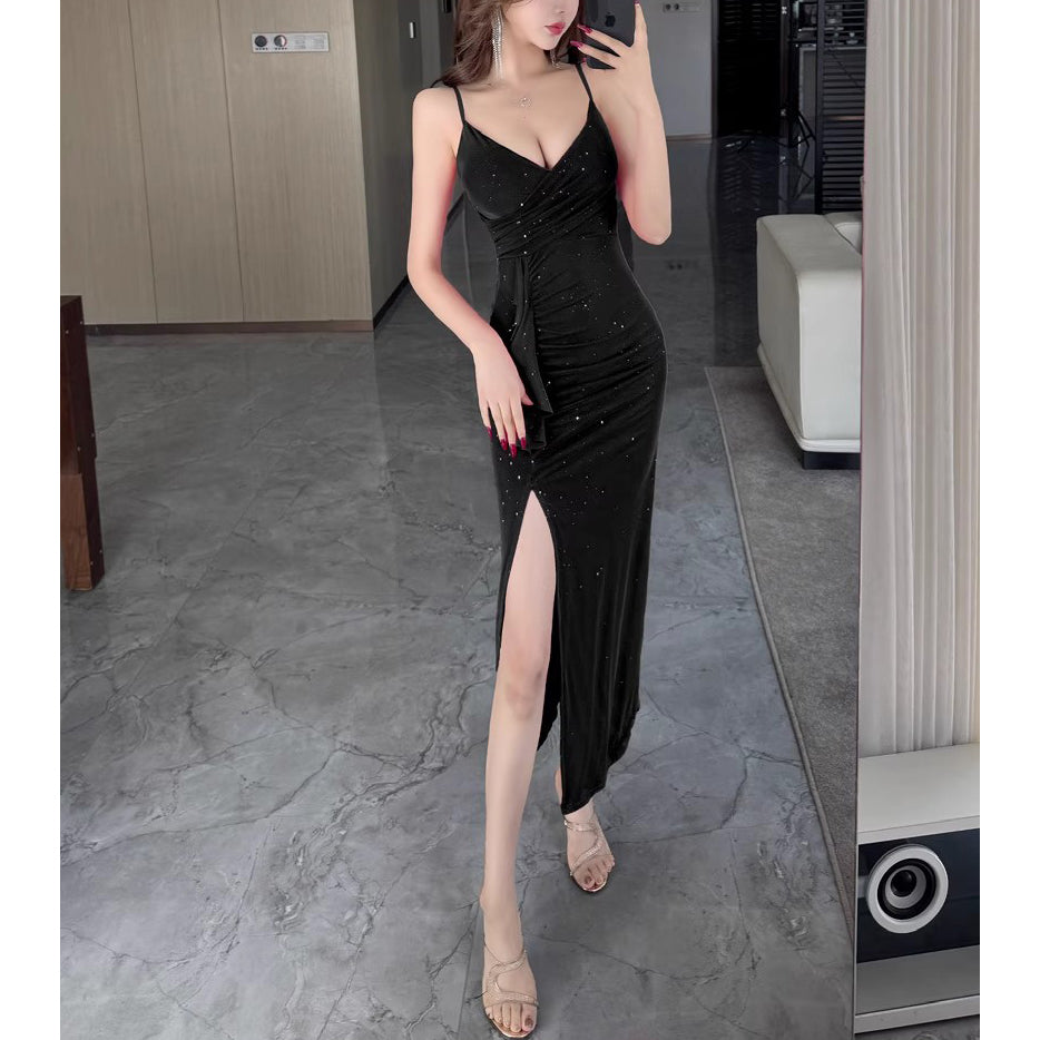 French Sexy V-neck Suspender Dress