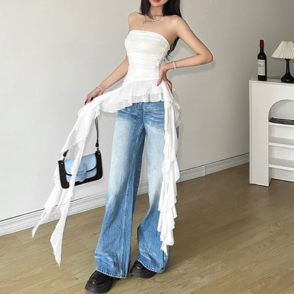 Fashionable Sleeveless Pleated Top