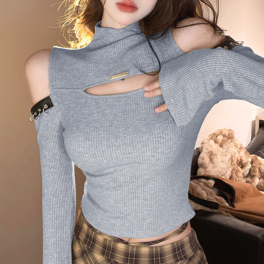 Long-Sleeved Slimming Hollow Sexy Sweater