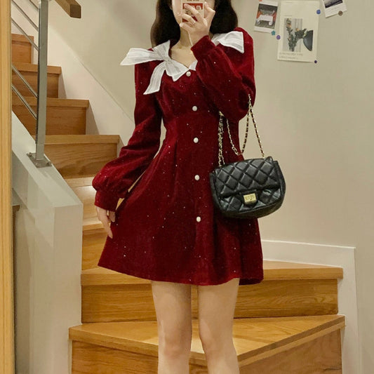 Red Velvet Bow Christmas Dress