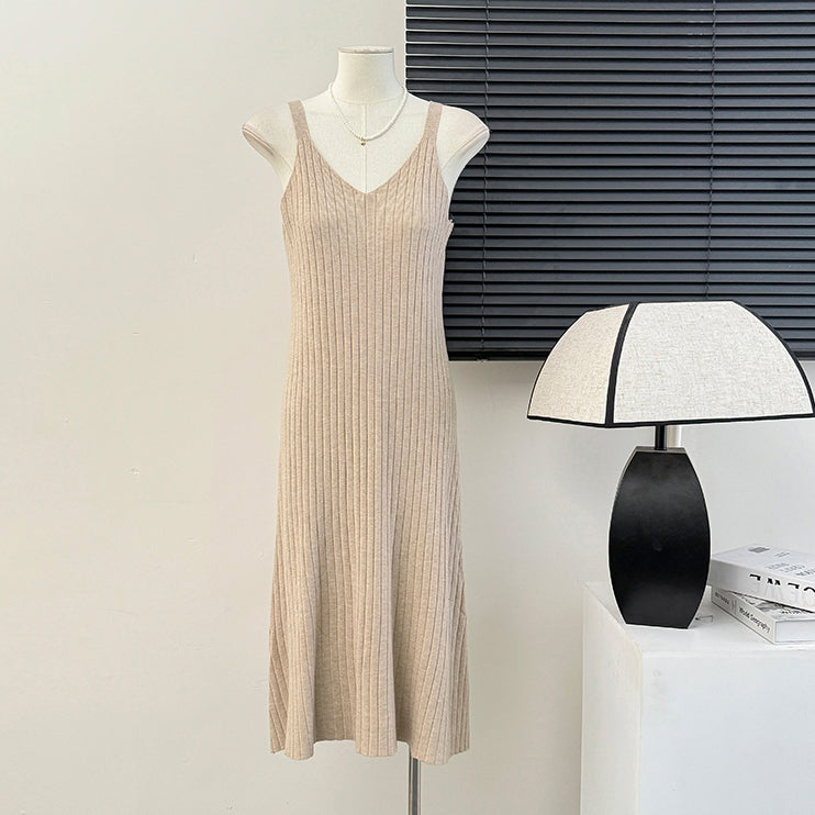 70% V-Neck Knitted Slip Dress