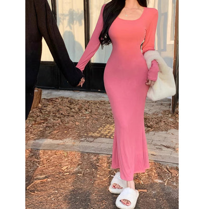 French Sexy Style High Waist Slim Fishtail Long Dress