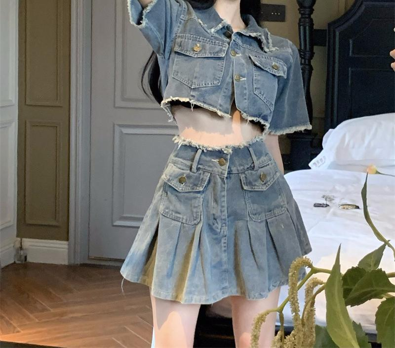 Summer Vintage Denim Suit