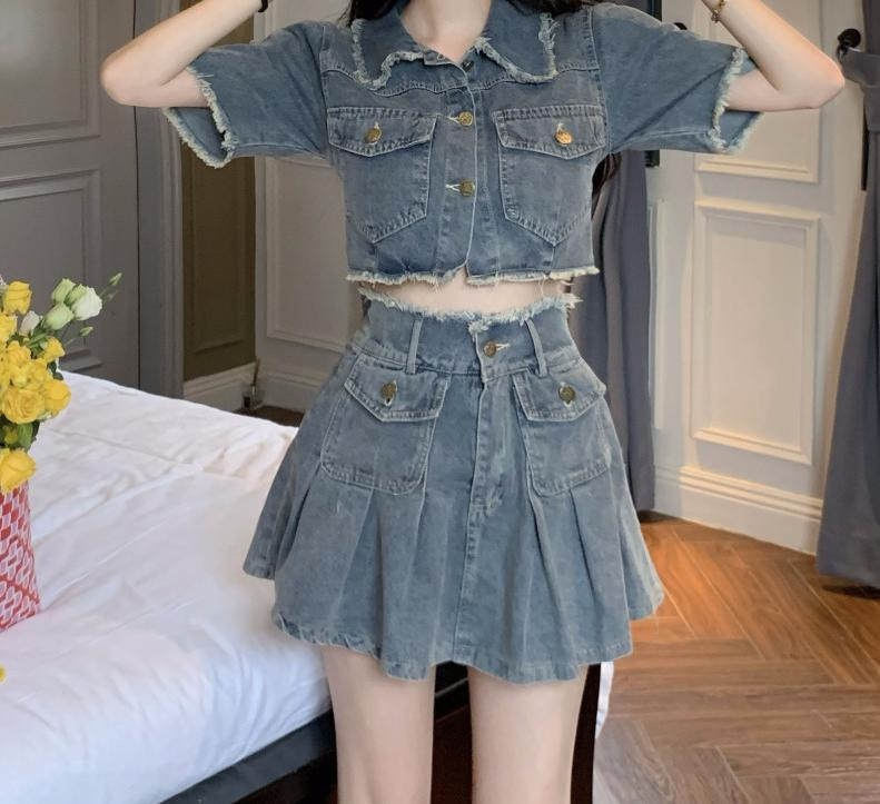 Summer Vintage Denim Suit