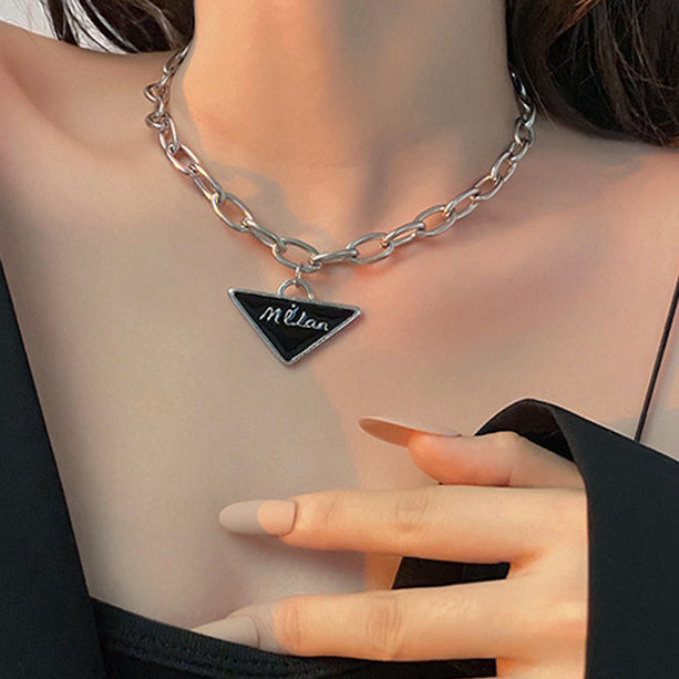 Triangular Alphabet Titanium Steel Hip Hop Necklace