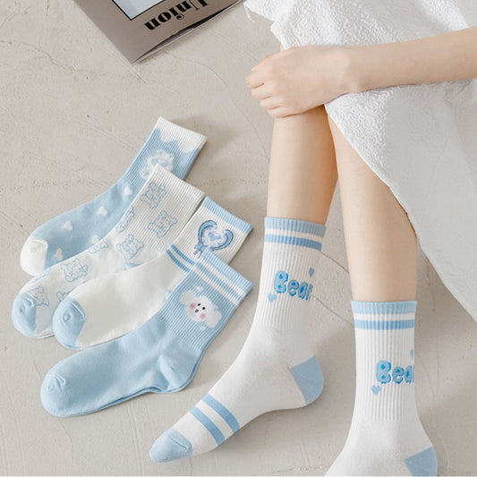 Cartoon Soft Breathable Cotton Medium Tube Socks