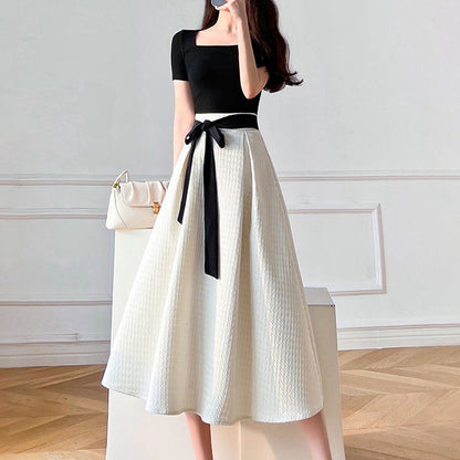 Short Sleeve Top Set Temperament Skirt