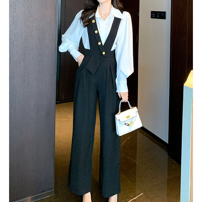 Pocket Straight Suit Jumpsuit Trousers