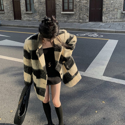 Plaid Wool Thick Warm Jacket