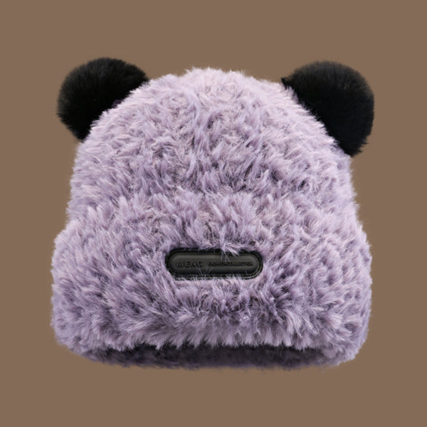 Warm Plush Cute Bear Ear Cap Knitted Hat