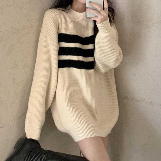 Sweater Long Sleeve Round Neck Outer Wear Top