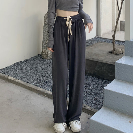 Sweatpants Straight High Waist Wide-Leg Pants