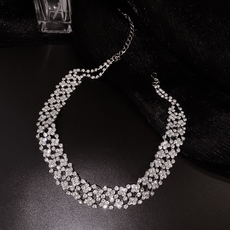 Simple Collarbone Full Rhinestone Necklace