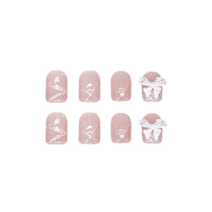 Pink Shiny Bow Fashion Nail Art Patch