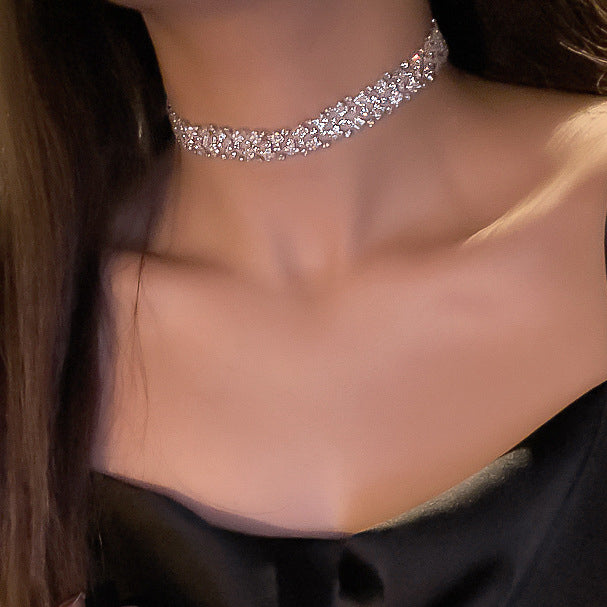 Simple Collarbone Full Rhinestone Necklace