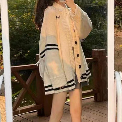 Single Breasted V-Neck Long Sleeve Knit Cardigan