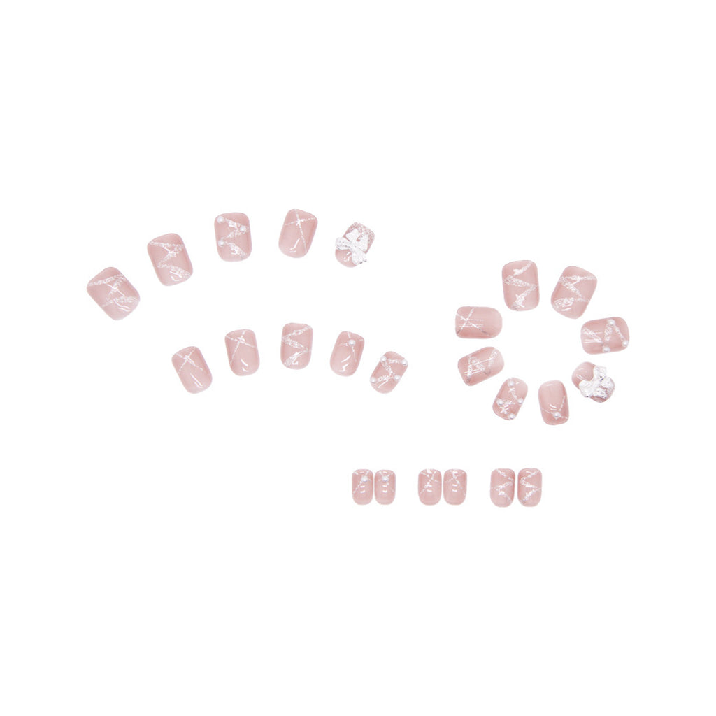 Pink Shiny Bow Fashion Nail Art Patch