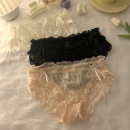 Thin Lace Sexy Mid-Waist Briefs Set