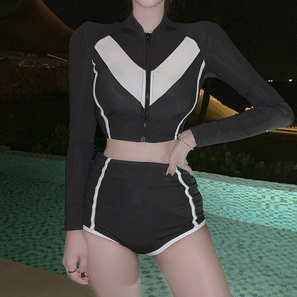 Sports Style Long Sleeve Split Swimsuit