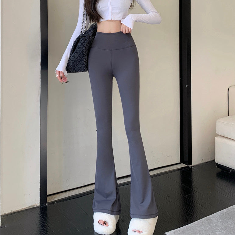 High Waist Straight Micro Flare Yoga Long Pants