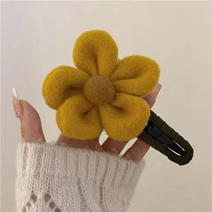 Large Plush Colorful Flower Hair Clip