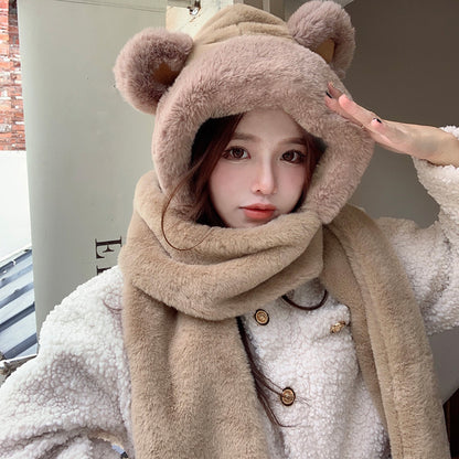 Bear Warm Plush Gloves Scarf Hat