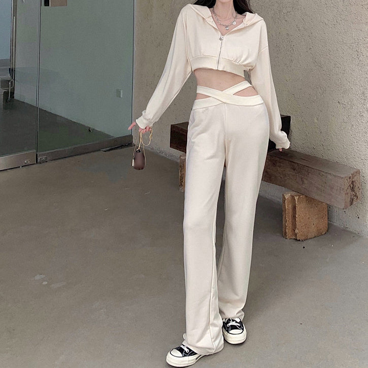 Sports Suit Long-Sleeved Top Wide-Leg Pants