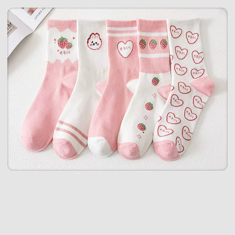 Cartoon Soft Breathable Cotton Medium Tube Socks