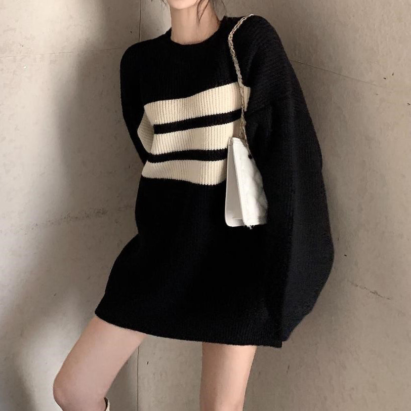 Sweater Long Sleeve Round Neck Outer Wear Top