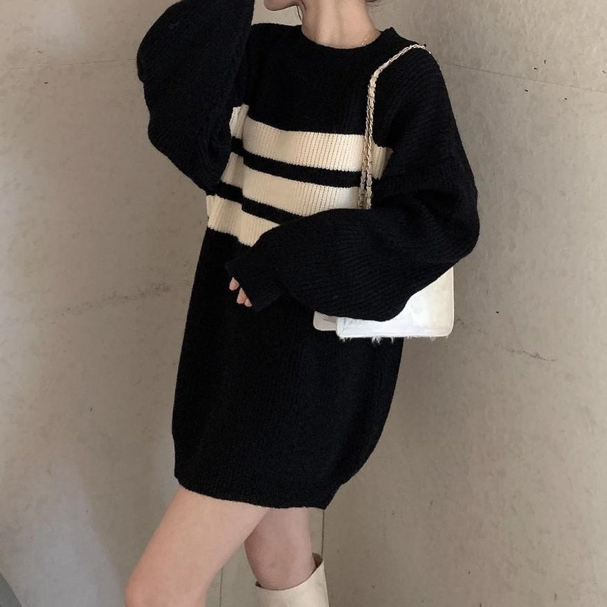 Sweater Long Sleeve Round Neck Outer Wear Top