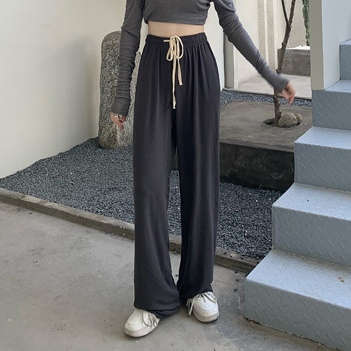 Sweatpants Straight High Waist Wide-Leg Pants