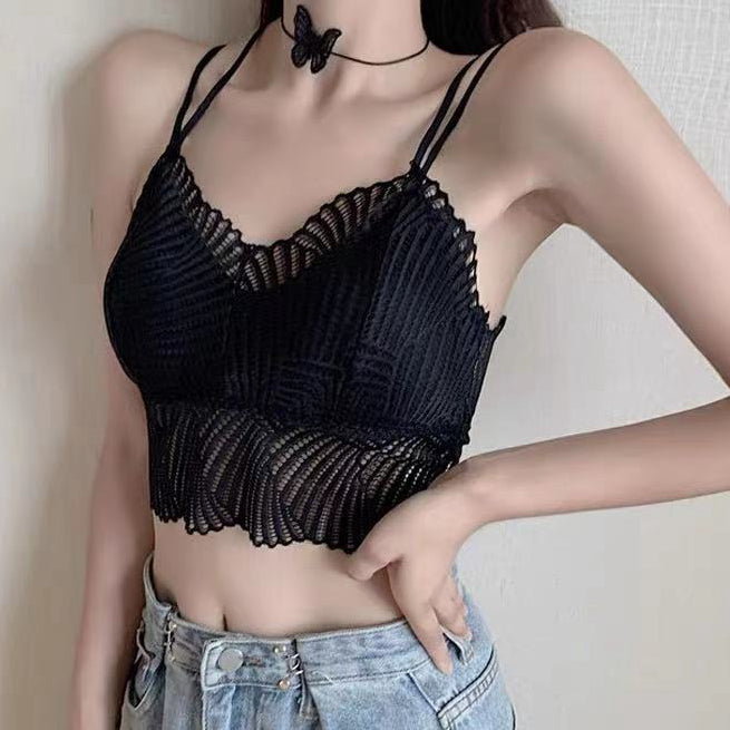 Solid Color Camisole Wrap Chest Crop Top