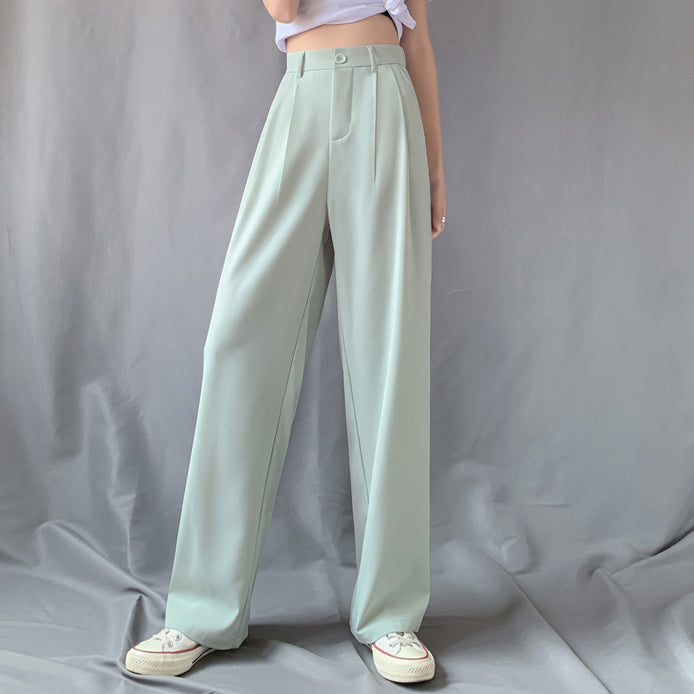 Wide Leg Mopping Trousers High Waist Pants