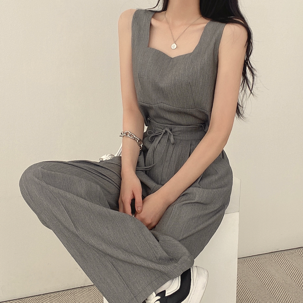 Sleeveless Vest Drawstring Wide-Leg Pants Set