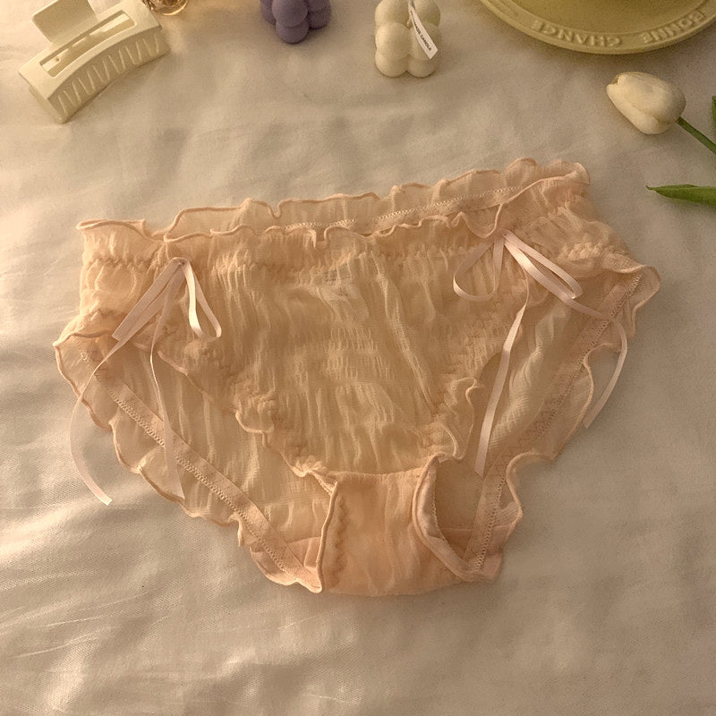 Thin Lace Sexy Mid-Waist Briefs Set