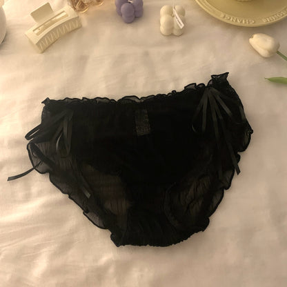 Thin Lace Sexy Mid-Waist Briefs Set