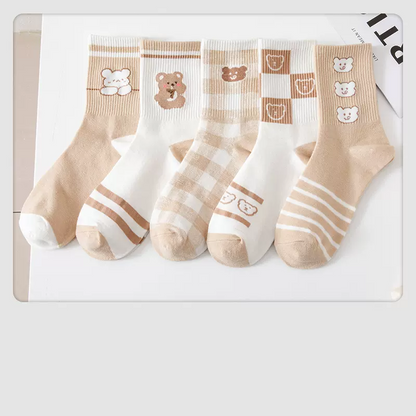 Cartoon Soft Breathable Cotton Medium Tube Socks