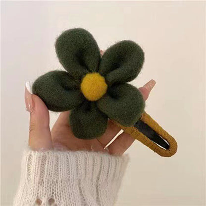 Large Plush Colorful Flower Hair Clip