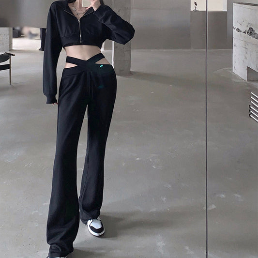 Sports Suit Long-Sleeved Top Wide-Leg Pants