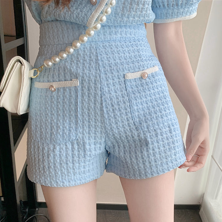 Short Sleeve Top High Waist Shorts Set