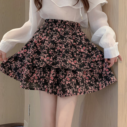 Sunscreen Chiffon Shirt Ruffled Top Floral Skirt Set