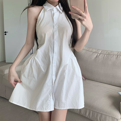 Polo Collar Shirt Princess Short Dress